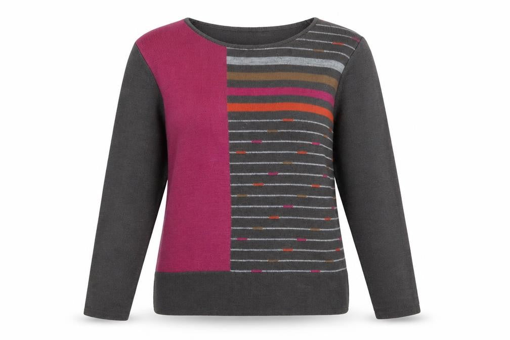 Tempo Reale Women’s Grey Multicolour Wool Blend Striped Jumper Size 12