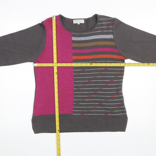Tempo Reale Women’s Grey Multicolour Wool Blend Striped Jumper Size 12