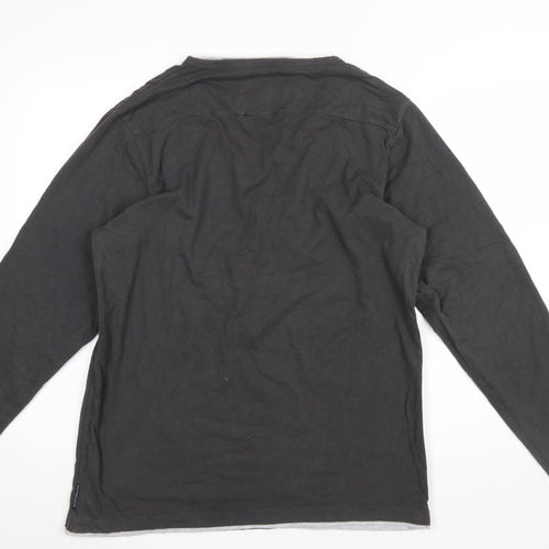 Scotch & Soda Men's Black XL Henley Long Sleeve Cotton T-Shirt