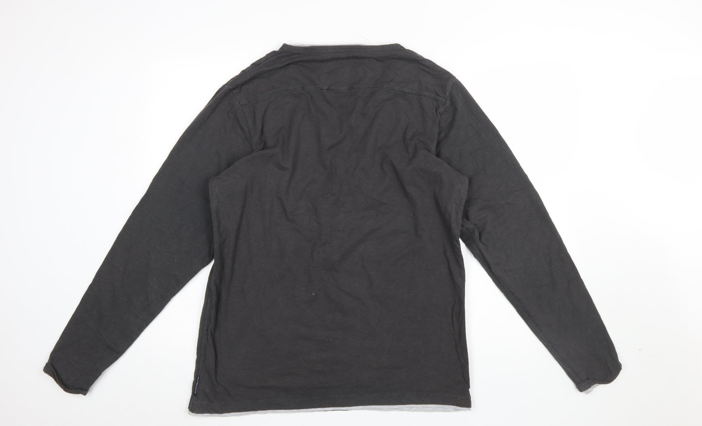 Scotch & Soda Men's Black XL Henley Long Sleeve Cotton T-Shirt