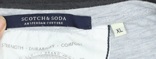 Scotch & Soda Men's Black XL Henley Long Sleeve Cotton T-Shirt