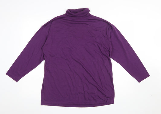 Nuggets Fashions Women's Purple Roll Neck Long Sleeve Top L