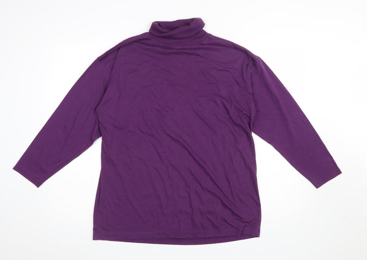 Nuggets Fashions Women's Purple Roll Neck Long Sleeve Top L