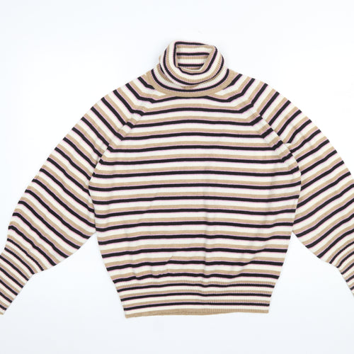 Marks and Spencer Women’s Multicoloured Striped Roll Neck Jumper Size S