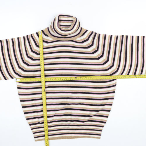 Marks and Spencer Women’s Multicoloured Striped Roll Neck Jumper Size S