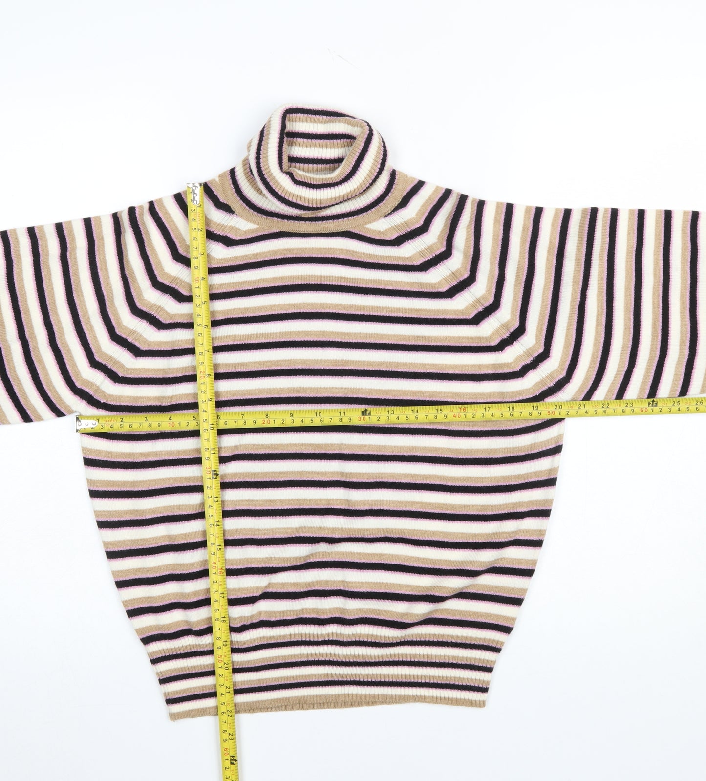 Marks and Spencer Women’s Multicoloured Striped Roll Neck Jumper Size S