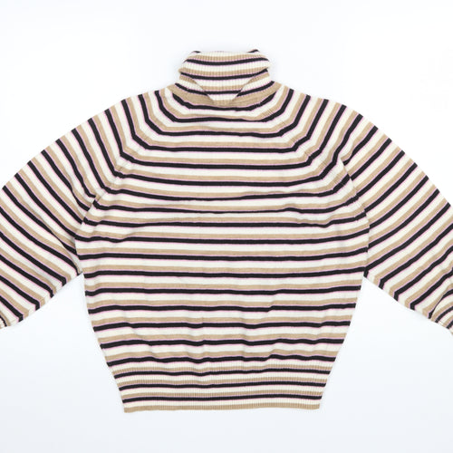 Marks and Spencer Women’s Multicoloured Striped Roll Neck Jumper Size S