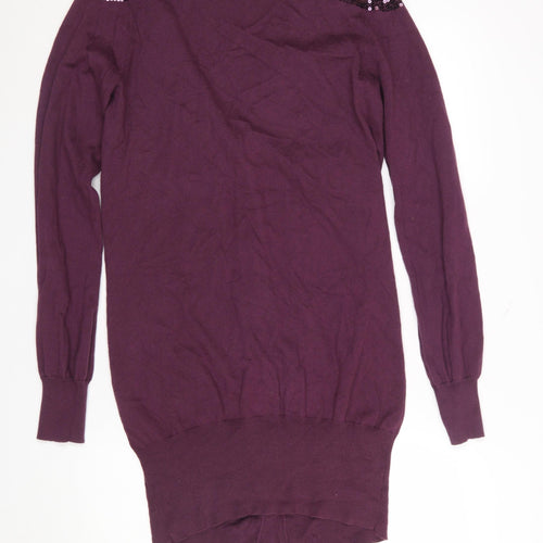 Long Tall Sally Women’s Purple Sequin Shoulder Tall Cardigan Size S