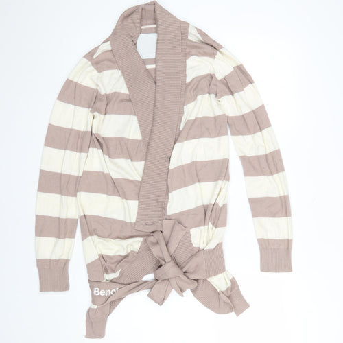 Bench Women’s Beige Stripe Belted Cardigan L Knitwear