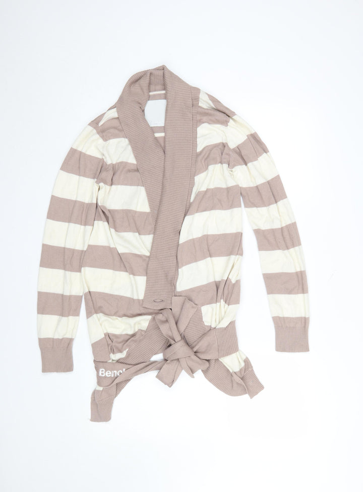 Bench Women’s Beige Stripe Belted Cardigan L Knitwear