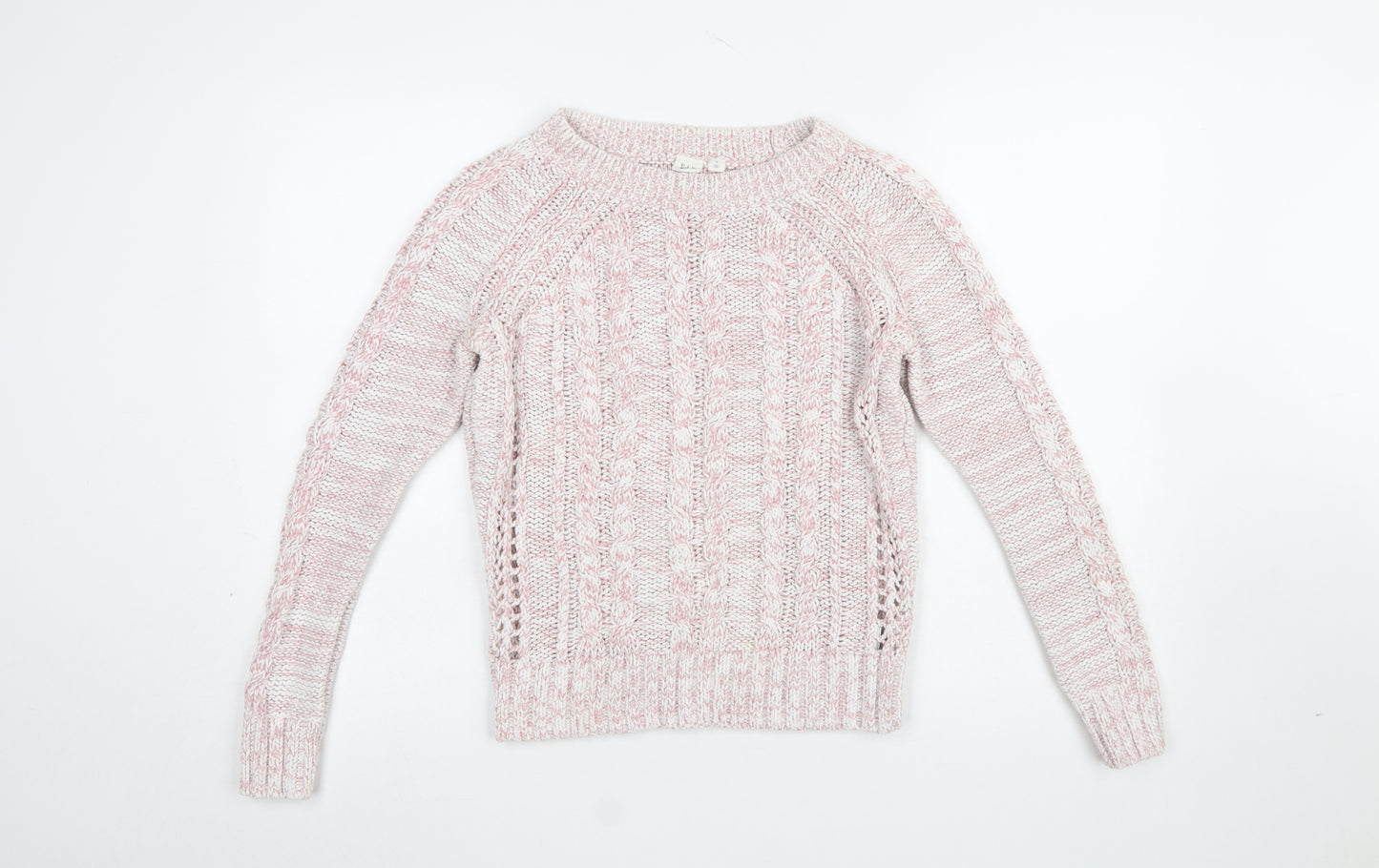GAP Womens Pink Cable Knit Cotton Acrylic Crew Neck Jumper Size S