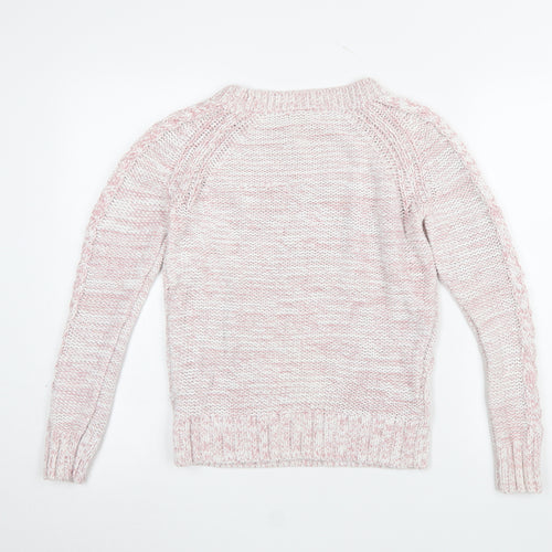 GAP Womens Pink Cable Knit Cotton Acrylic Crew Neck Jumper Size S