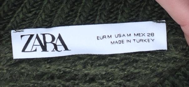 Zara Women Green Striped Open-Knit Pullover Jumper Size 12