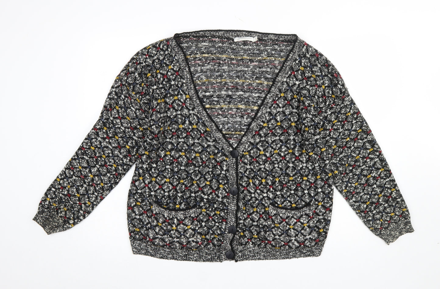 Glamorous Women’s Multicoloured Knit V-Neck Button Cardigan Size 14