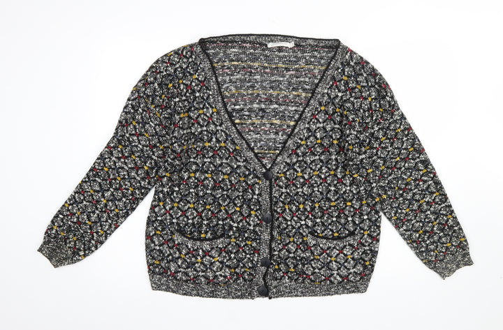Glamorous Women’s Multicoloured Knit V-Neck Button Cardigan Size 14