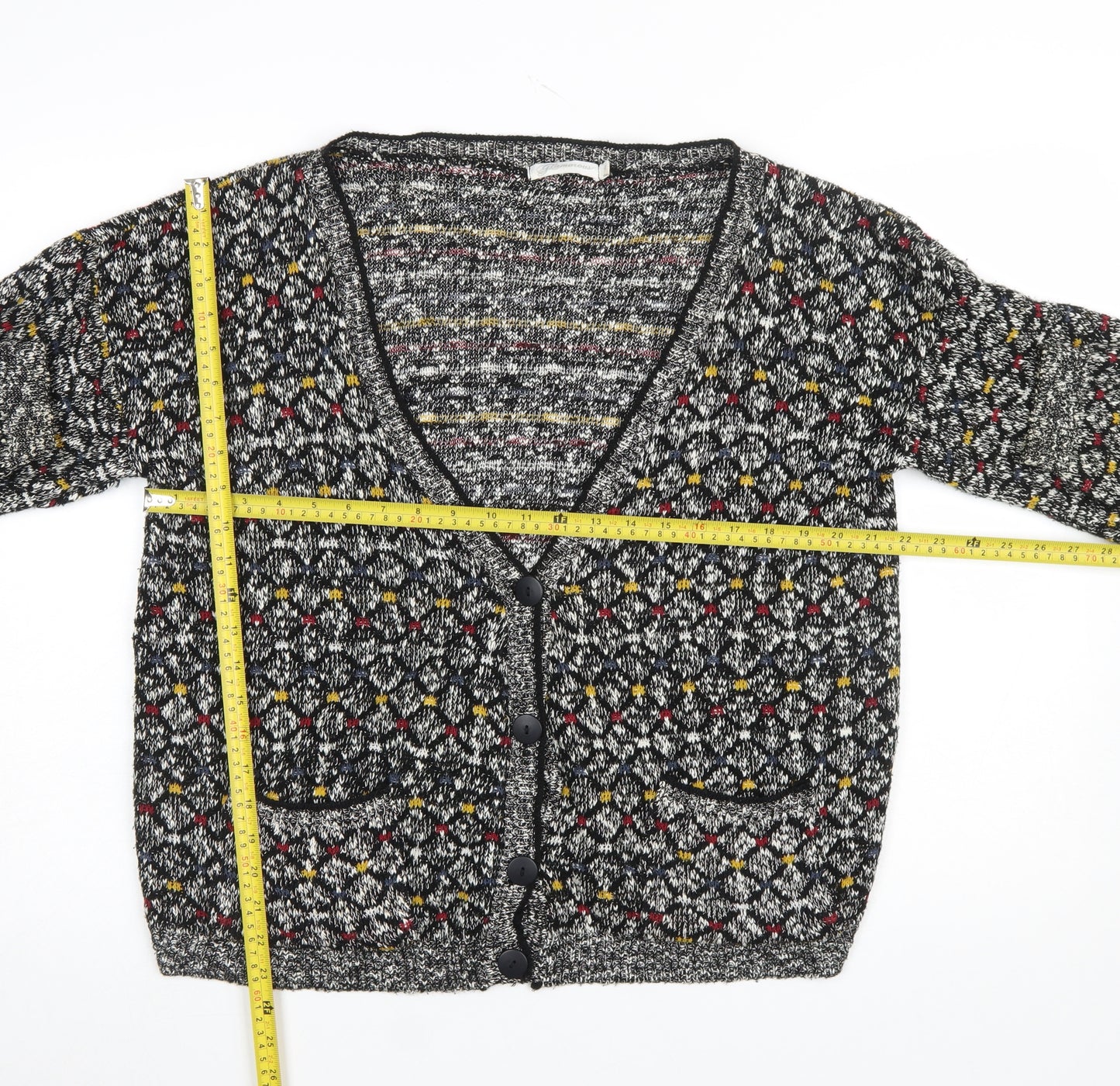 Glamorous Women’s Multicoloured Knit V-Neck Button Cardigan Size 14