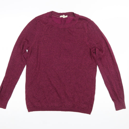 White Stuff Womens Purple Knit Crew Neck Jumper Size 10