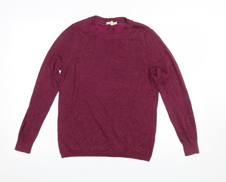 White Stuff Womens Purple Knit Crew Neck Jumper Size 10