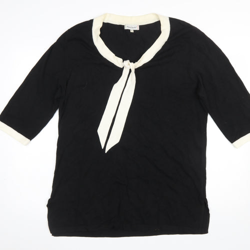 Pierre Cavallo Women Black Viscose Knit 3/4 Sleeve Pullover Jumper L