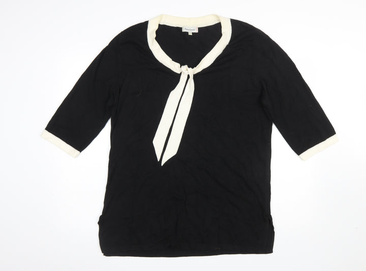 Pierre Cavallo Women Black Viscose Knit 3/4 Sleeve Pullover Jumper L