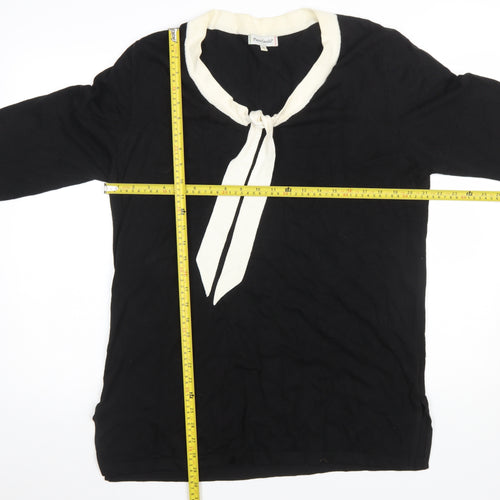 Pierre Cavallo Women Black Viscose Knit 3/4 Sleeve Pullover Jumper L