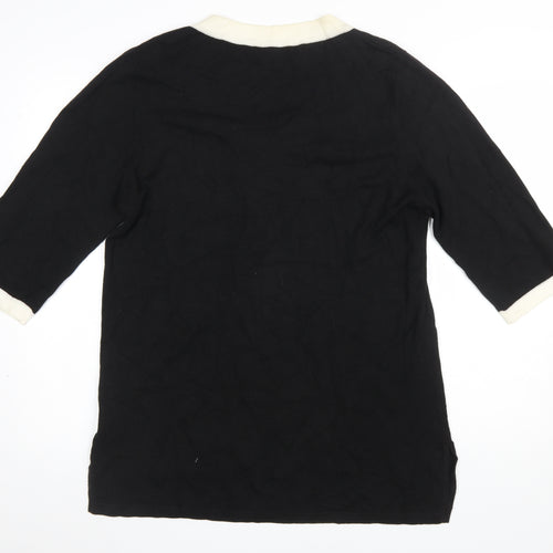 Pierre Cavallo Women Black Viscose Knit 3/4 Sleeve Pullover Jumper L