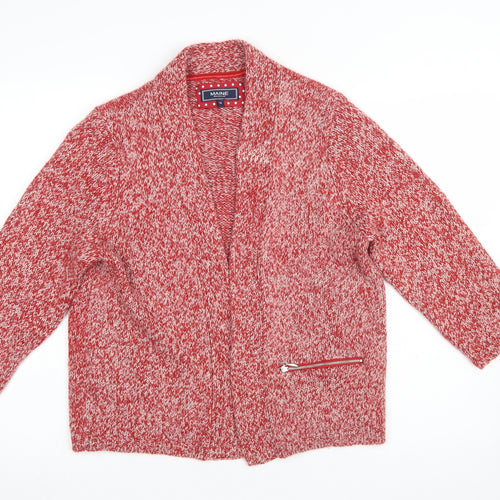 Maine New England Women Red Chunky Knit Zip Cardigan Size 16