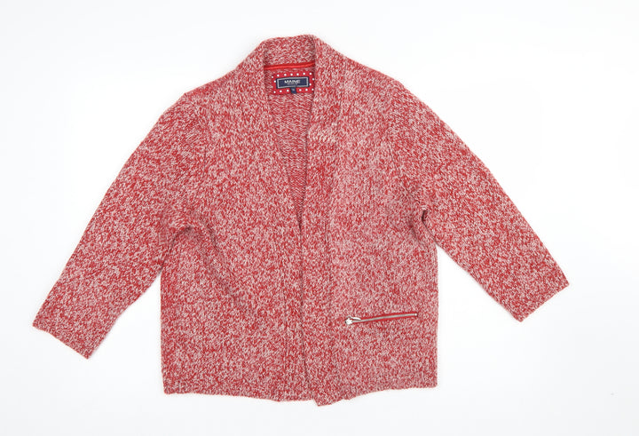 Maine New England Women Red Chunky Knit Zip Cardigan Size 16