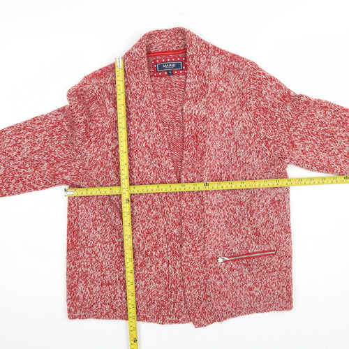 Maine New England Women Red Chunky Knit Zip Cardigan Size 16