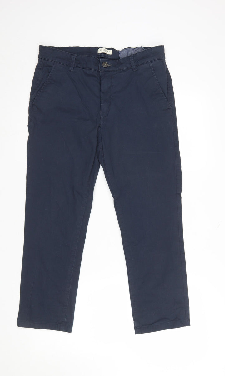Selected Homme Men's Blue Slim Fit Cotton Chino Trousers W32 L30