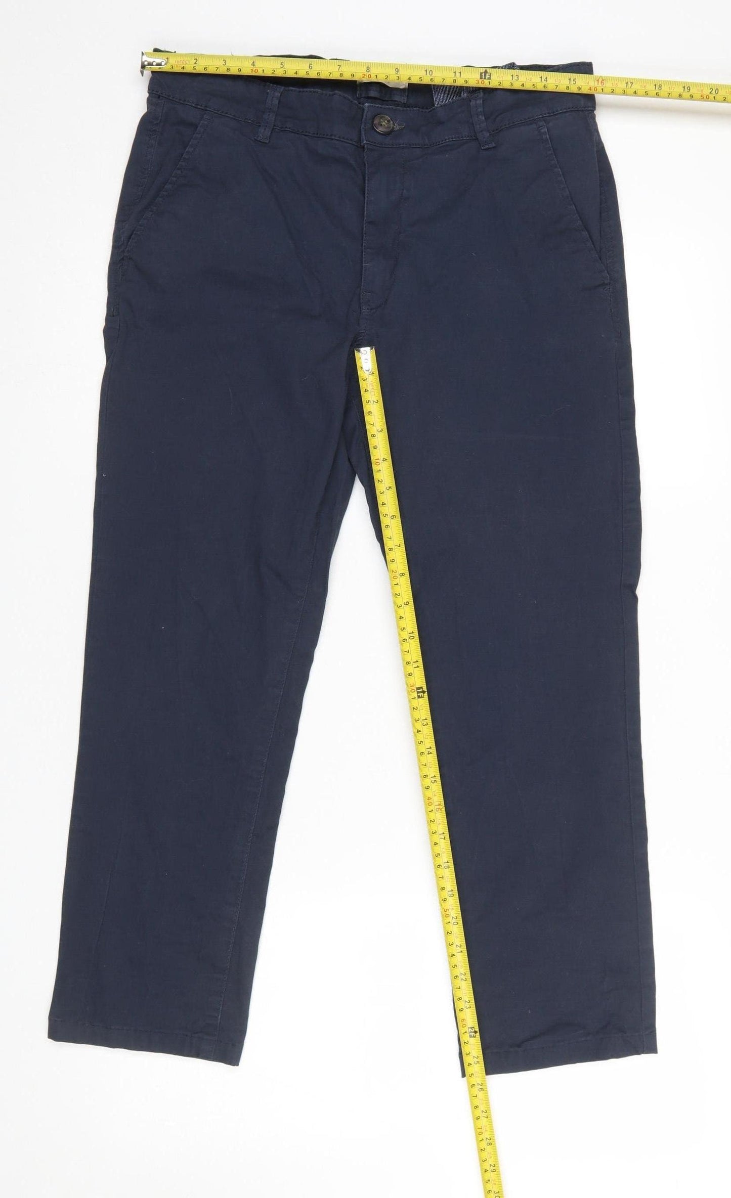 Selected Homme Men's Blue Slim Fit Cotton Chino Trousers W32 L30