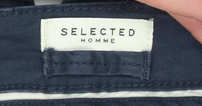 Selected Homme Men's Blue Slim Fit Cotton Chino Trousers W32 L30