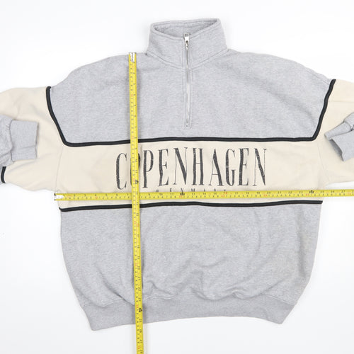 Bershka Women Grey Copenhagen 1/4 Zip Sweatshirt Size 12 Cotton Blend