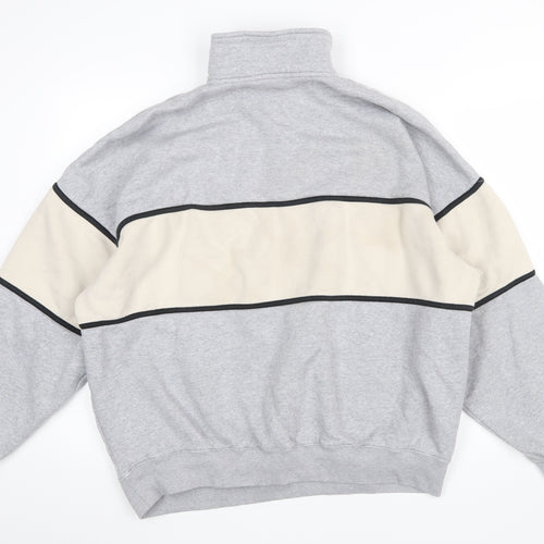 Bershka Women Grey Copenhagen 1/4 Zip Sweatshirt Size 12 Cotton Blend