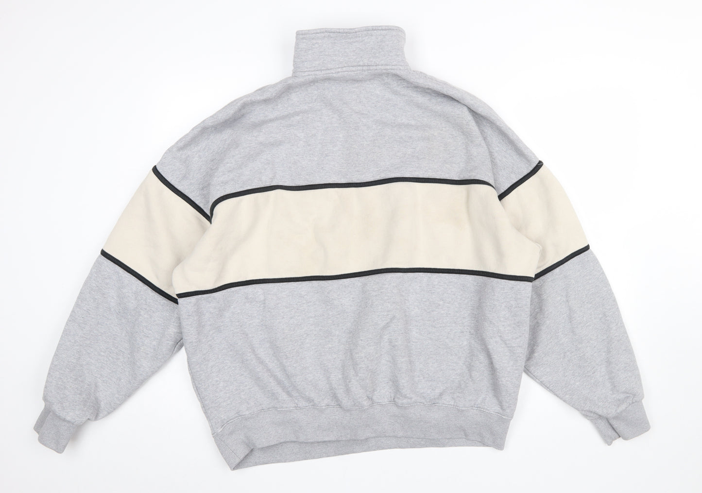 Bershka Women Grey Copenhagen 1/4 Zip Sweatshirt Size 12 Cotton Blend