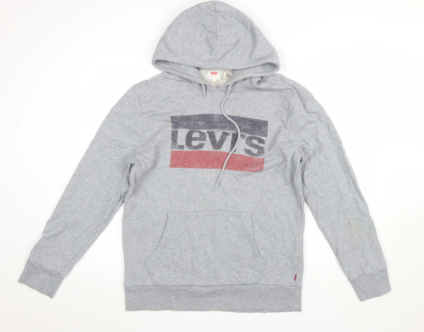 Levi's Mens Grey Pullover Hoodie M Logo Graphic Print Cotton