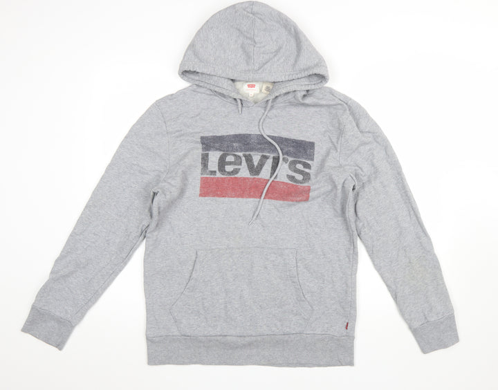 Levi's Mens Grey Pullover Hoodie M Logo Graphic Print Cotton