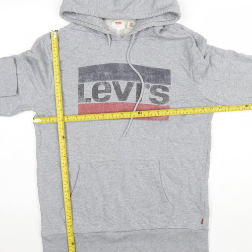 Levi's Mens Grey Pullover Hoodie M Logo Graphic Print Cotton