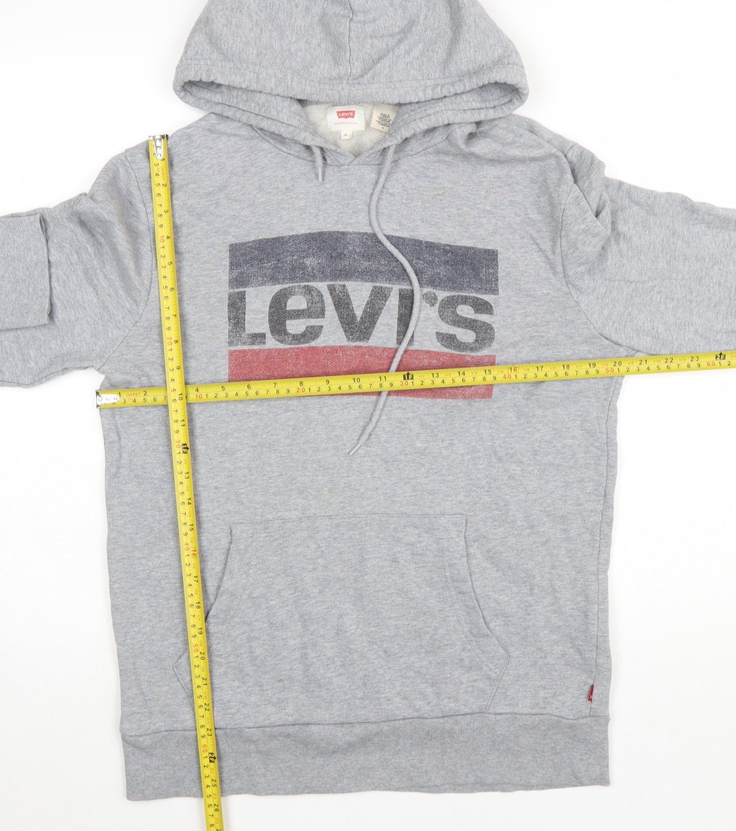 Levi's Mens Grey Pullover Hoodie M Logo Graphic Print Cotton