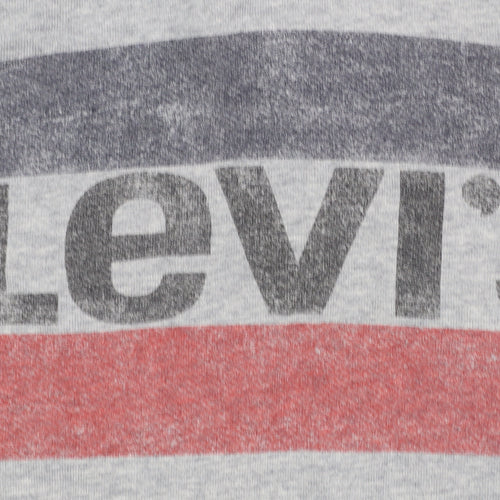 Levi's Mens Grey Pullover Hoodie M Logo Graphic Print Cotton