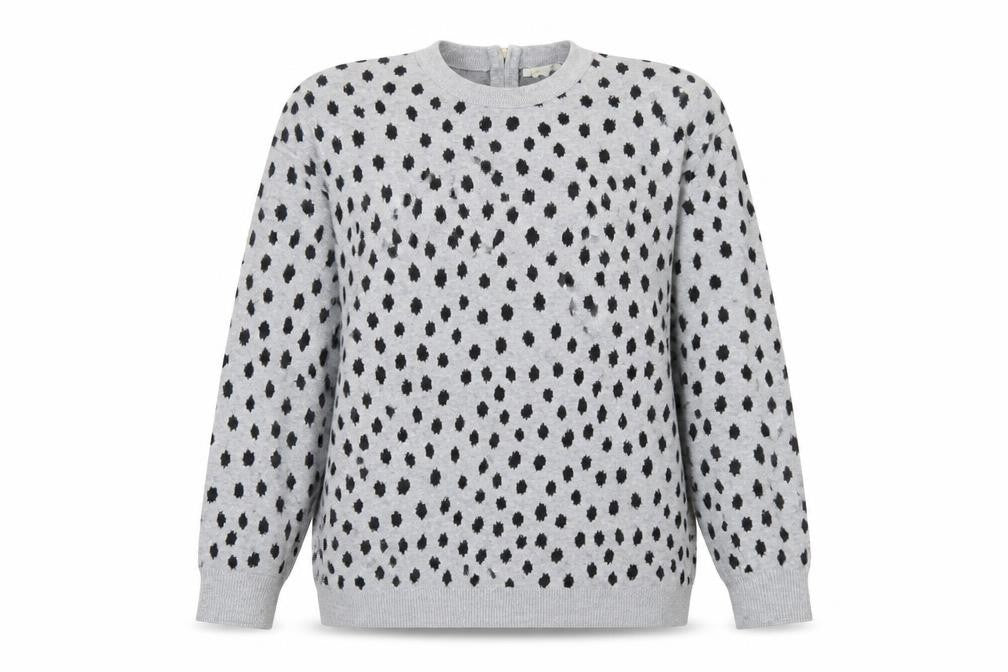 H&M Womens Grey Animal Print Cotton Crew Neck Jumper Size 8
