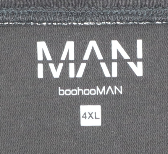 boohooMAN Men's Black 4XL Homme V-Neck Short Sleeve T-Shirt