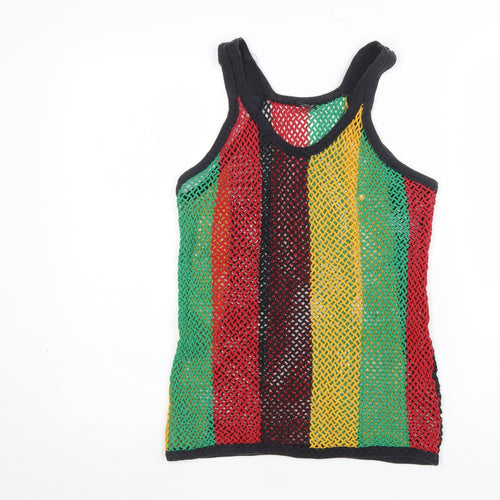 SPI Crystal Knit Wear Womens Multicoloured Striped Cotton Tank Top L