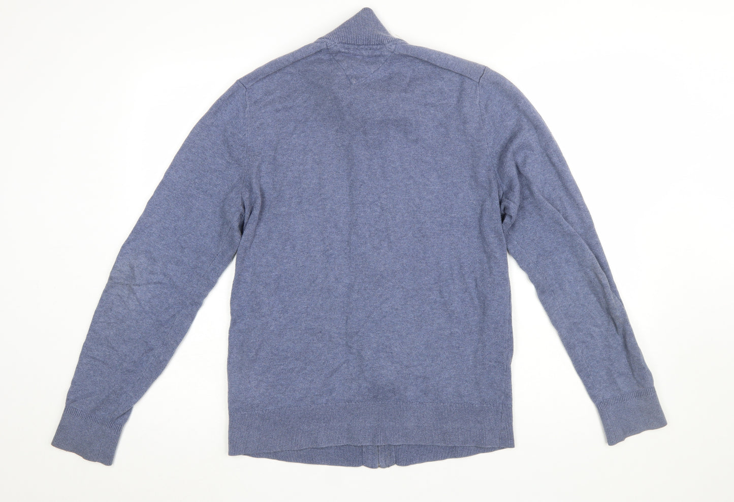 Tommy Hilfiger Men's Blue Full Zip Cotton Cashmere Jumper Size S