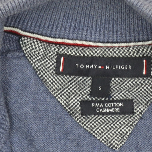 Tommy Hilfiger Men's Blue Full Zip Cotton Cashmere Jumper Size S