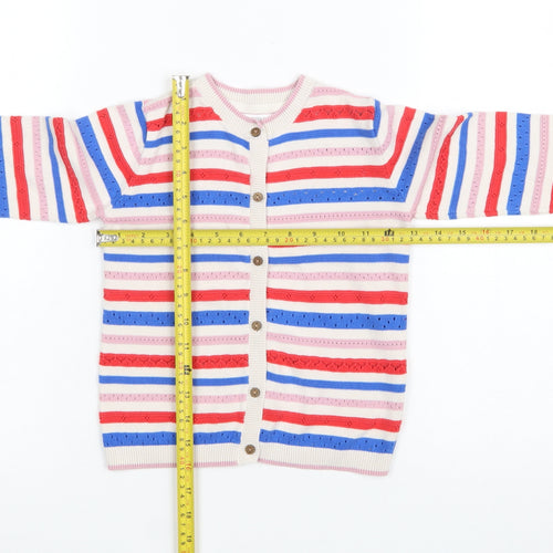 Next Girls Multicoloured Striped Cotton Cardigan 4-5 Years Button Front
