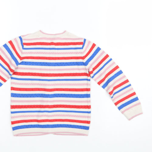 Next Girls Multicoloured Striped Cotton Cardigan 4-5 Years Button Front