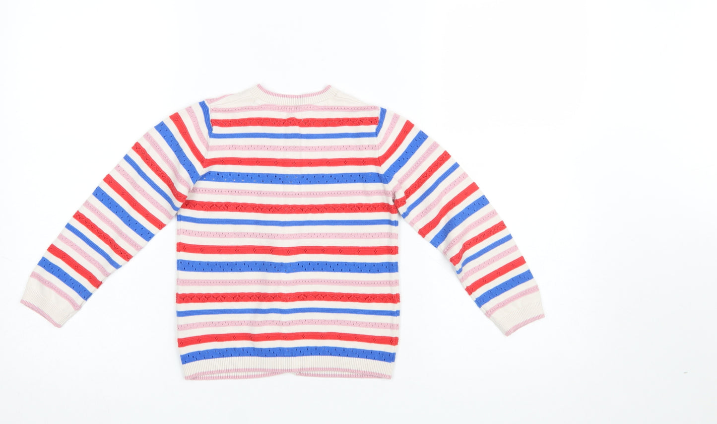 Next Girls Multicoloured Striped Cotton Cardigan 4-5 Years Button Front