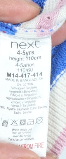 Next Girls Multicoloured Striped Cotton Cardigan 4-5 Years Button Front