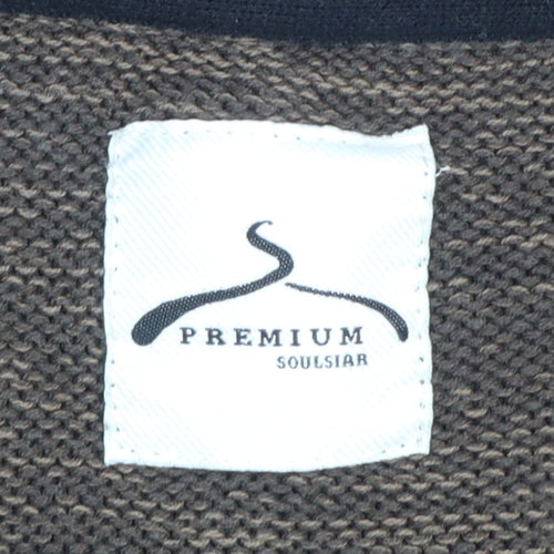 Soulstar Premium Men's Brown Distressed Knit Pullover Jumper Size M